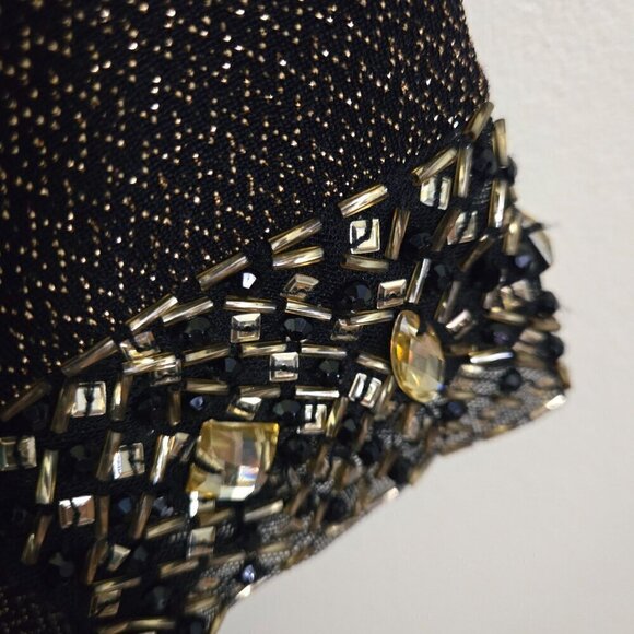 Patra By Joanna Chen Gold Shimmer Ruched Bodice Long Sleeve Maxi Dress Size 6 - Picture 4 of 6